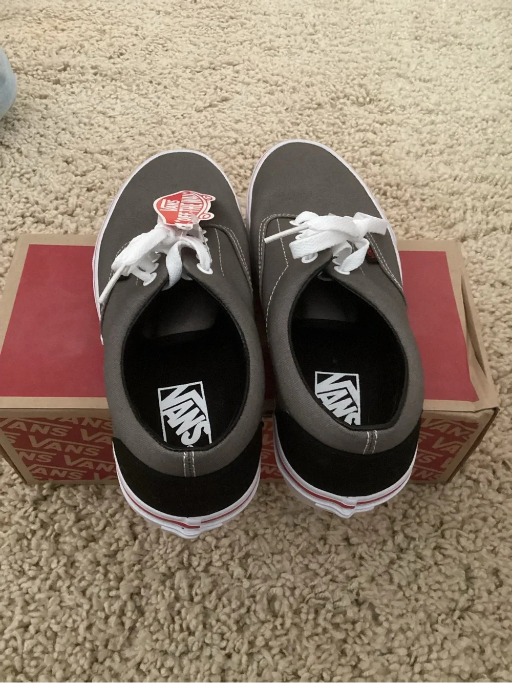 Vans Men’s Authentic Canvas Sneakers - Gray with White Trim - Picture 2 of 3